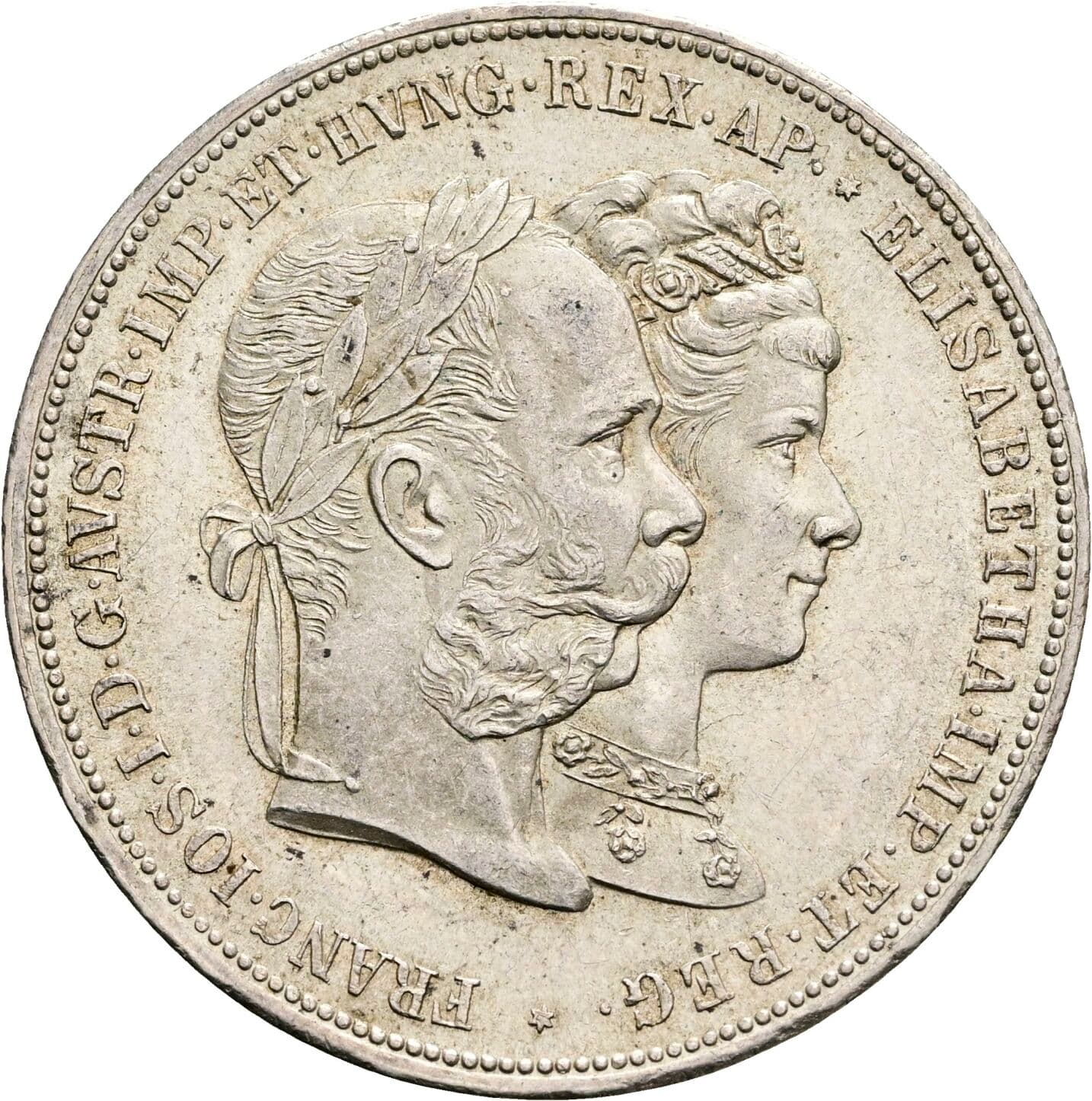 2 Gulden Silberhochzeit Franz Joseph I. 1848-1916 1879 – Vorderseite