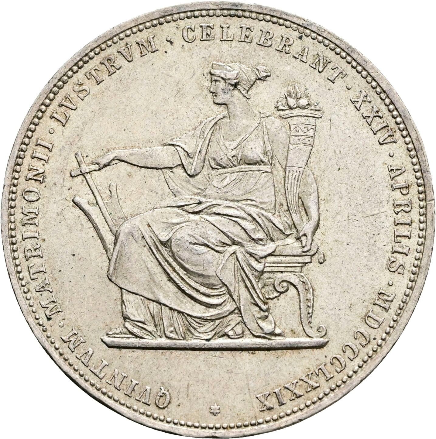 2 Gulden Silberhochzeit Franz Joseph I. 1848-1916 1879 – Rückseite