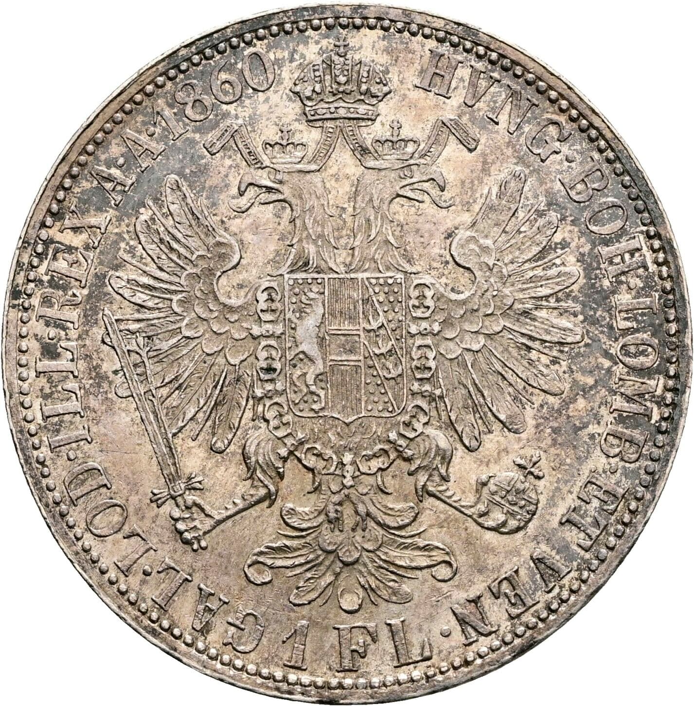 1 Gulden Franz Joseph I. 1848-1916 1860 A, Wien – Rückseite