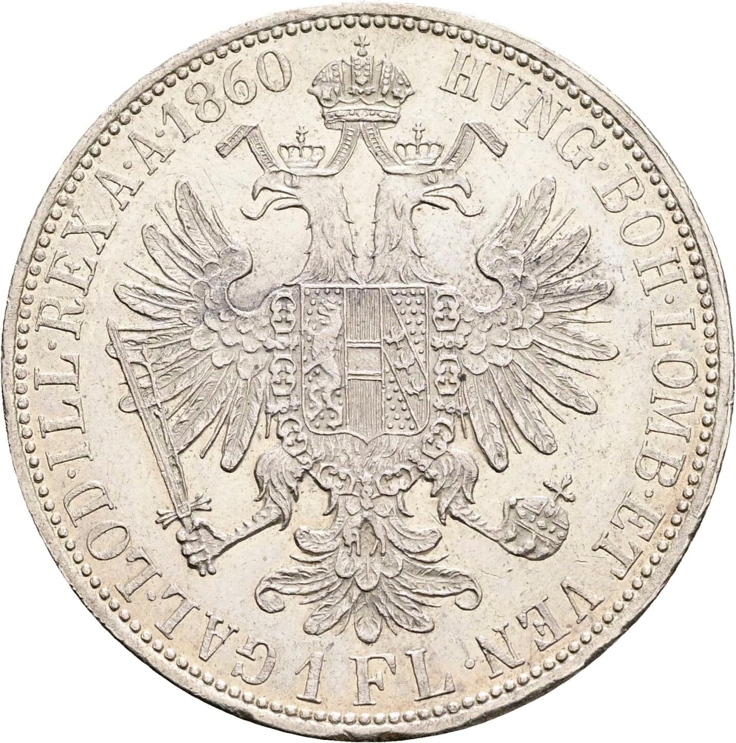 1 Gulden Franz Joseph I. 1848-1916 1860 A – Rückseite