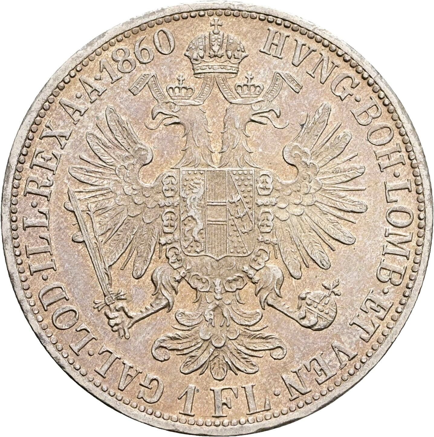 1 Gulden Franz Joseph I. 1848-1916 1860 A – Rückseite