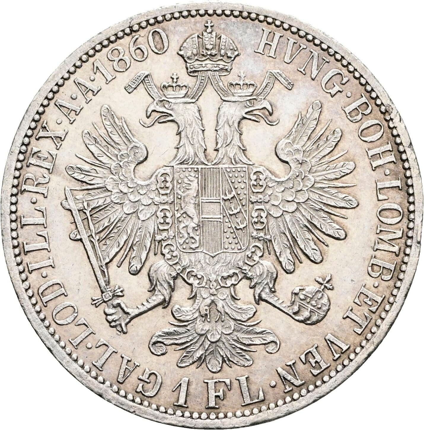 1 Gulden Franz Joseph I. 1848-1916 1860 A, Wien – Rückseite