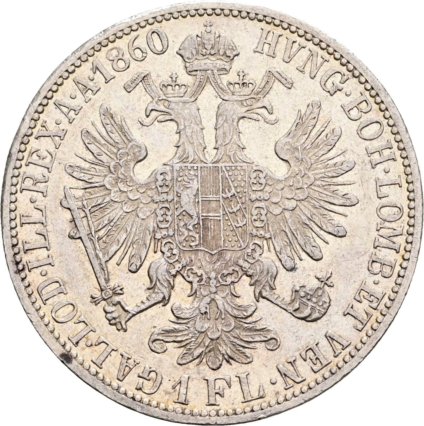 1 Gulden Franz Joseph I. 1848-1916 1860 A – Rückseite