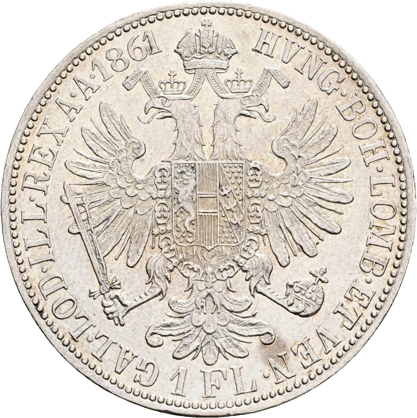 1 Gulden Franz Joseph I. 1848-1916 1861 A – Rückseite