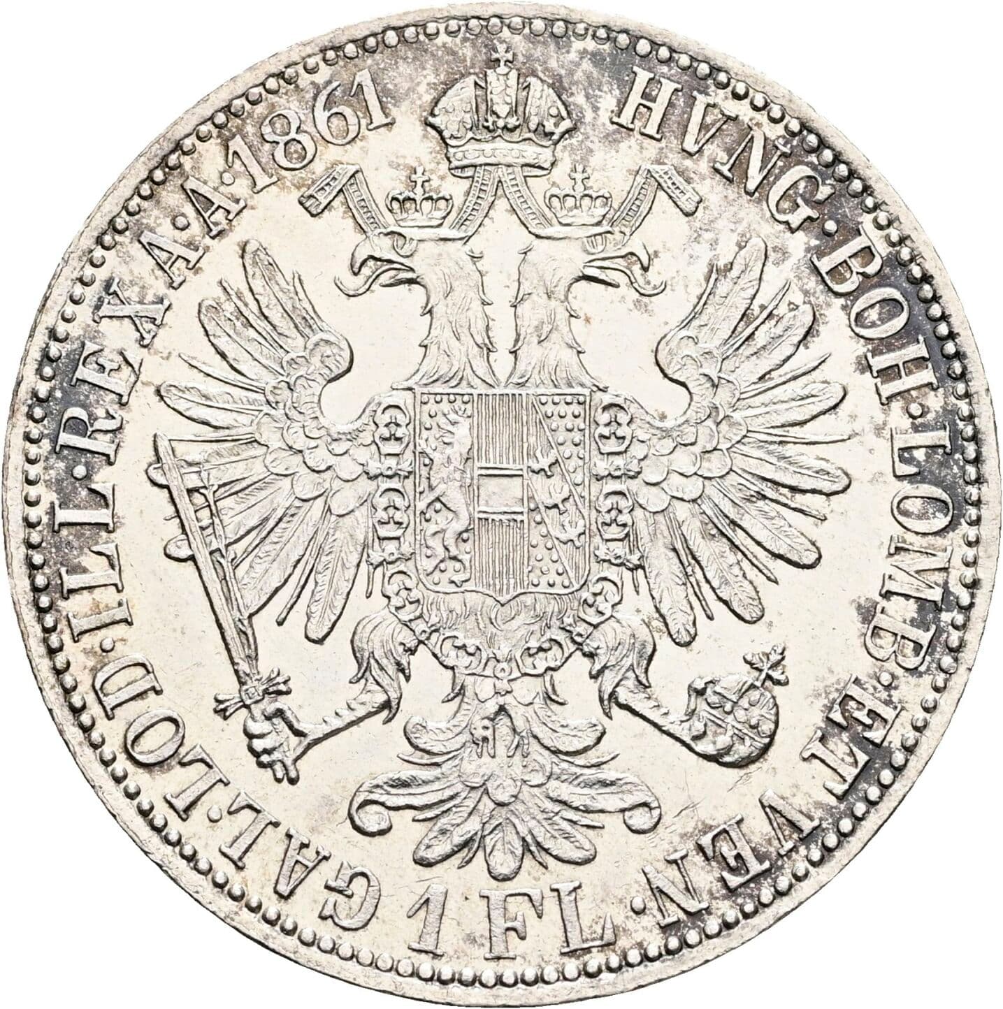 1 Gulden Franz Joseph I. 1848-1916 1861 A – Rückseite