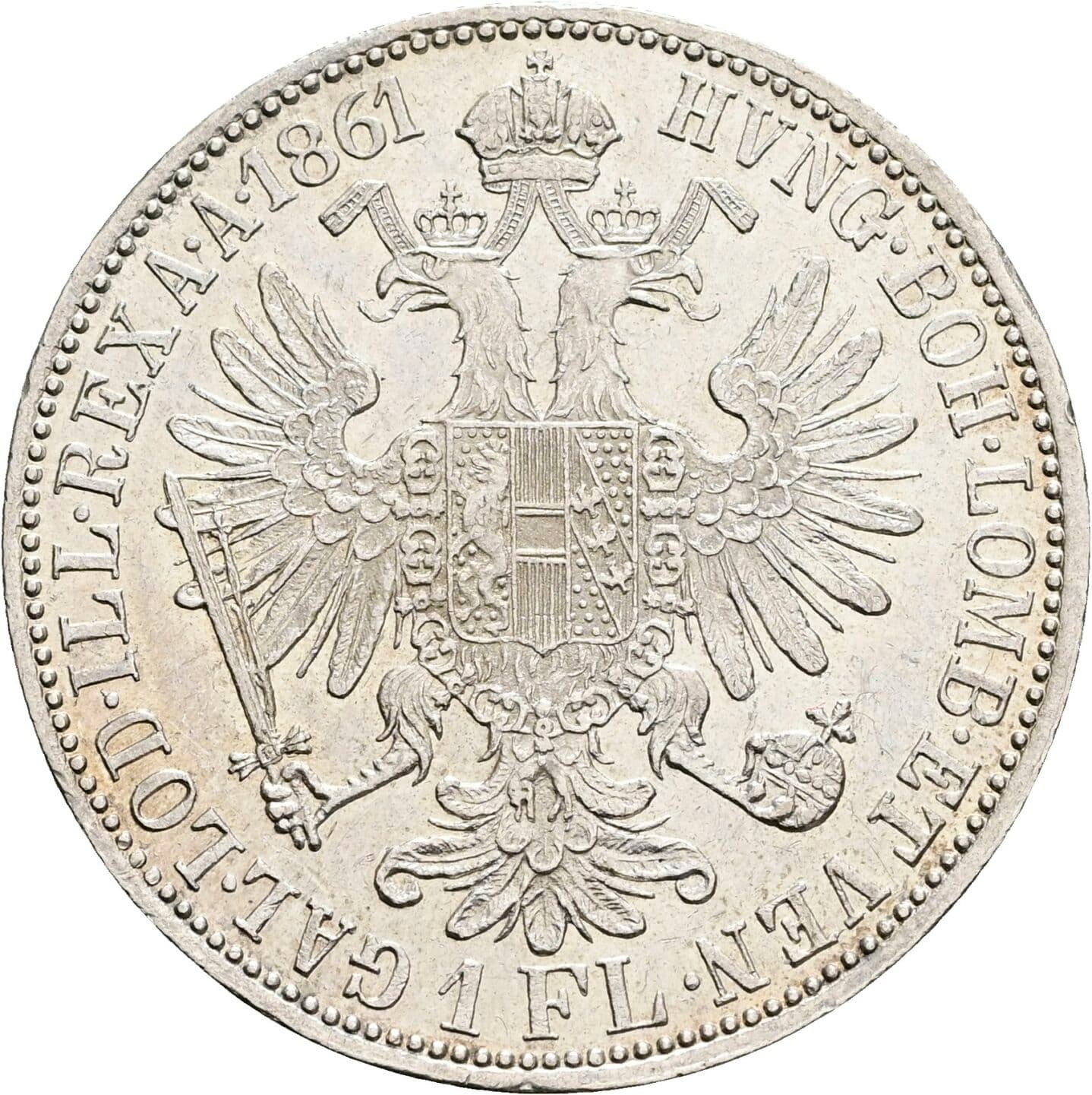 1 Gulden Franz Joseph I. 1848-1916 1861 A – Rückseite