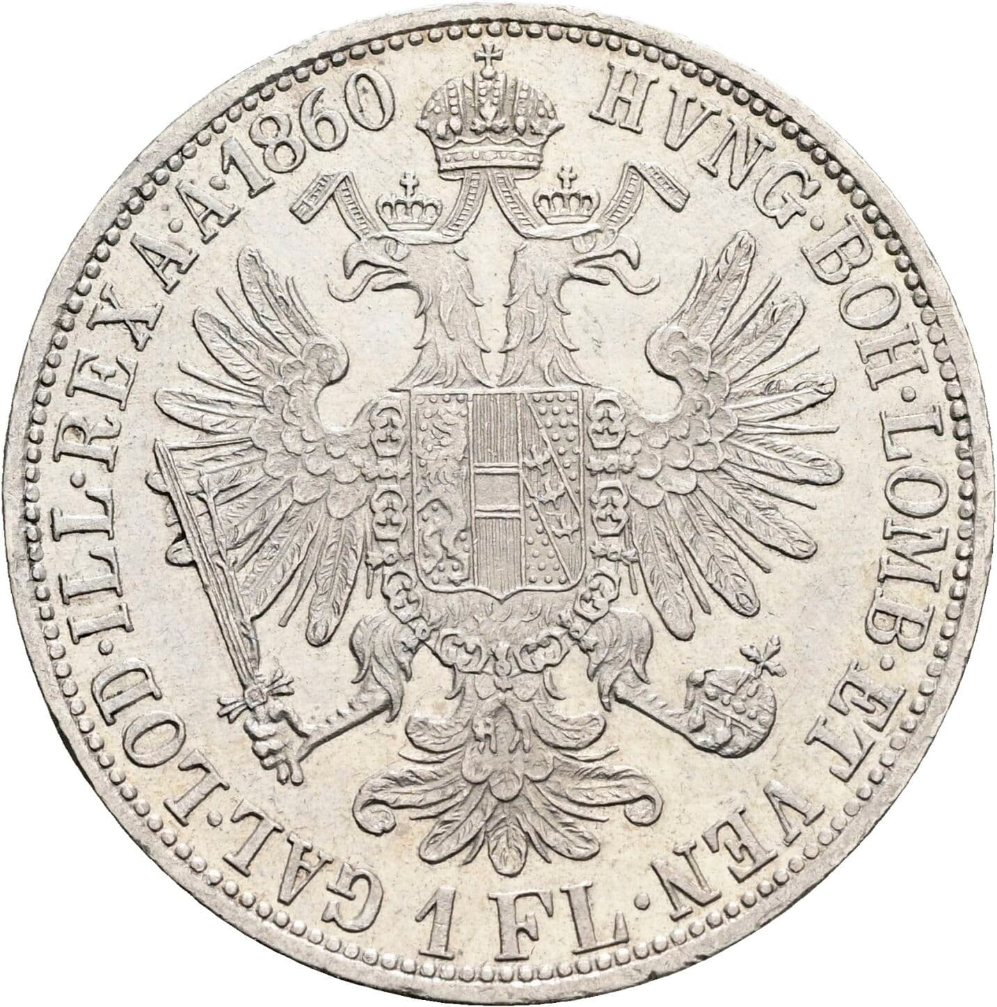 1 Gulden Franz Joseph I. 1848-1916 1860 A – Rückseite