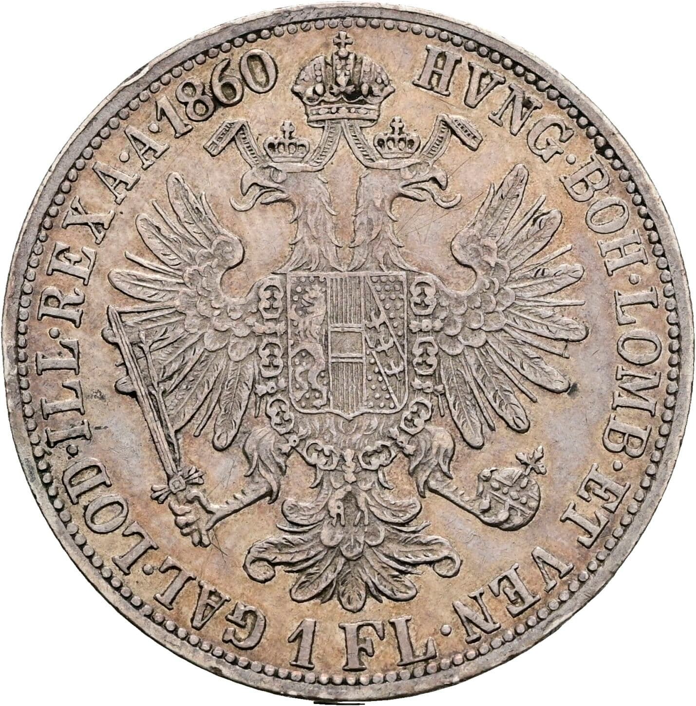 1 Gulden Franz Joseph I. 1848-1916 1860 A – Rückseite