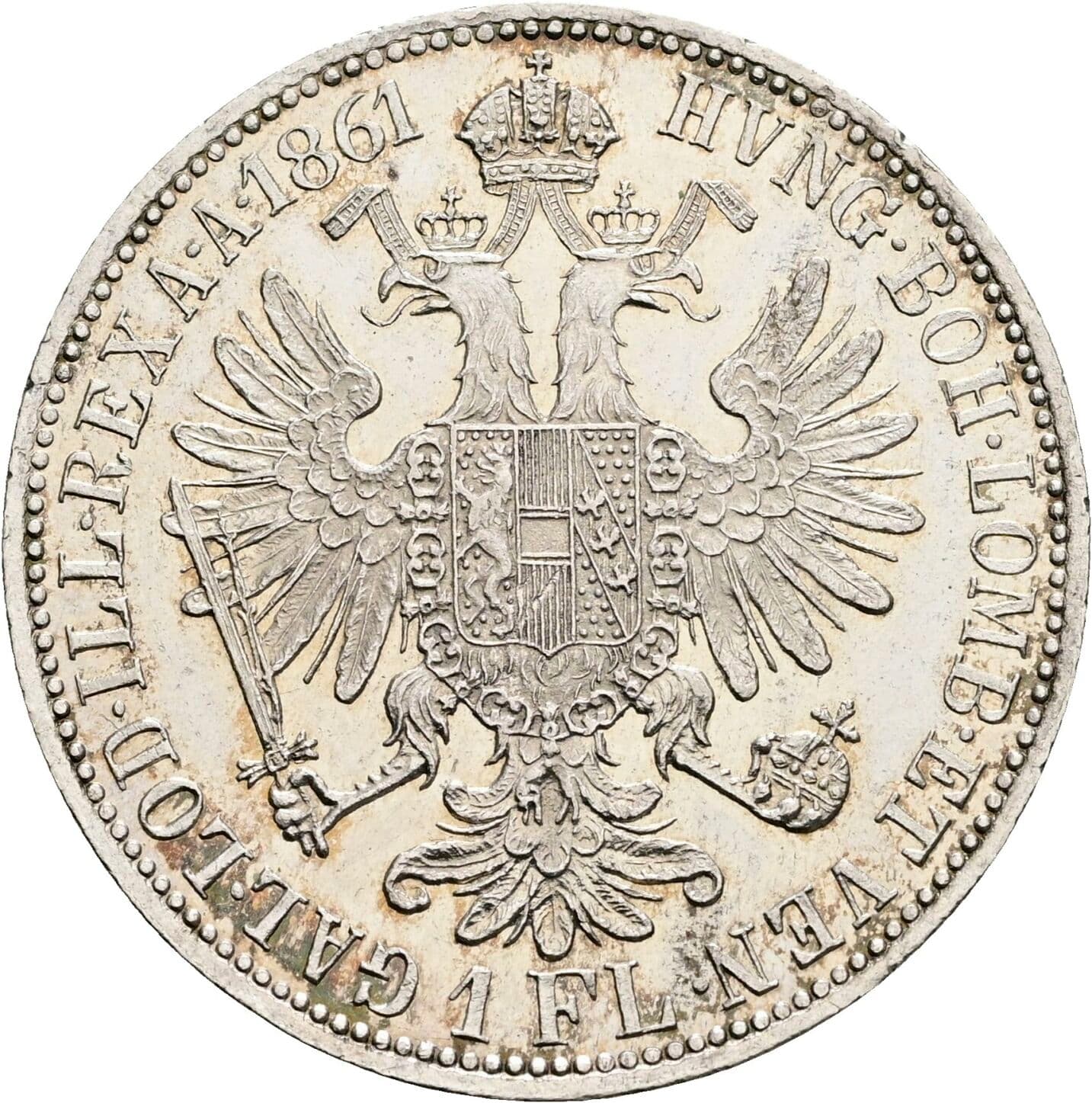 1 Gulden Franz Joseph I. 1848-1916 1861 A – Rückseite