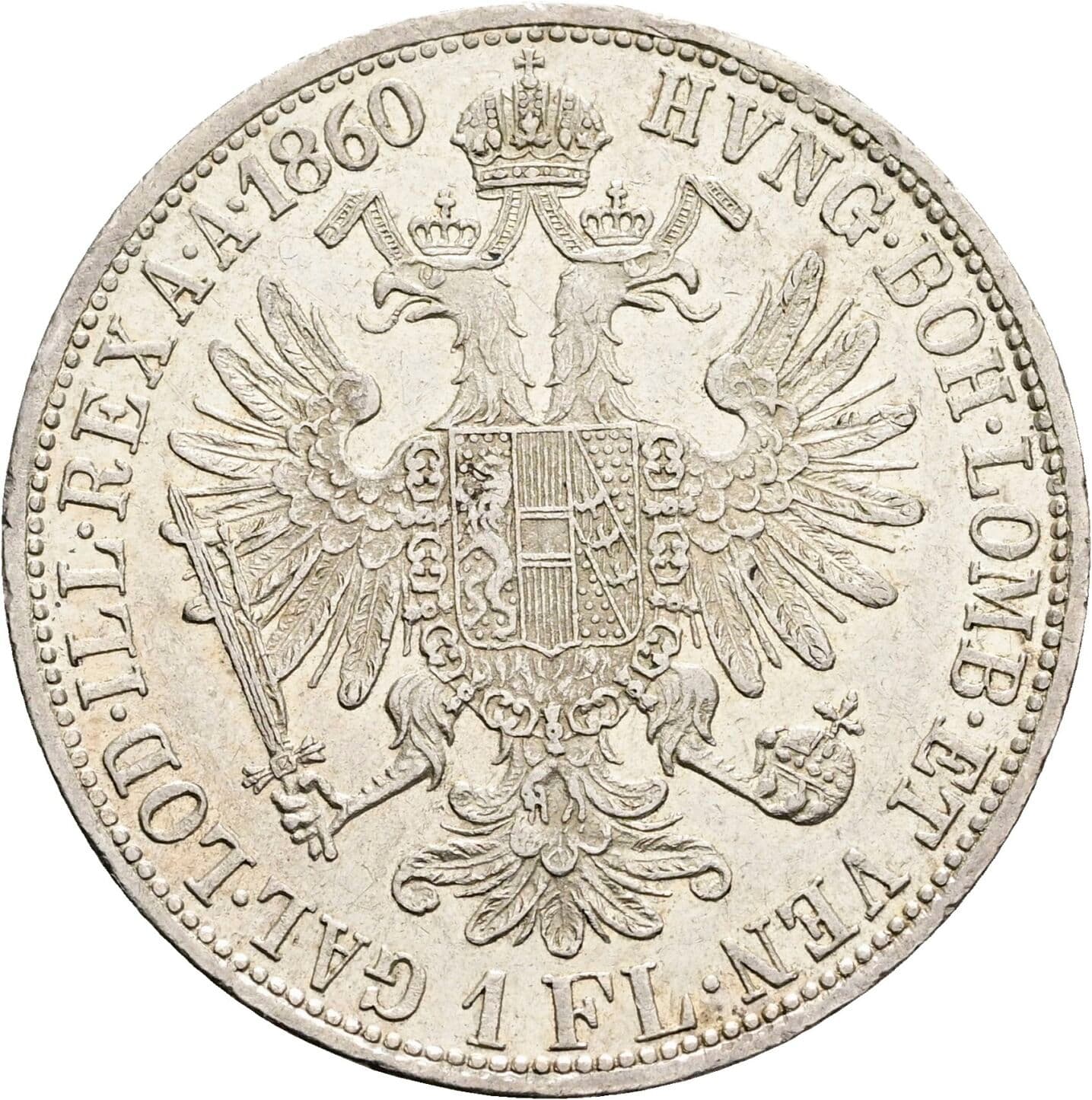 1 Gulden Franz Joseph I. 1848-1916 1860 A – Rückseite