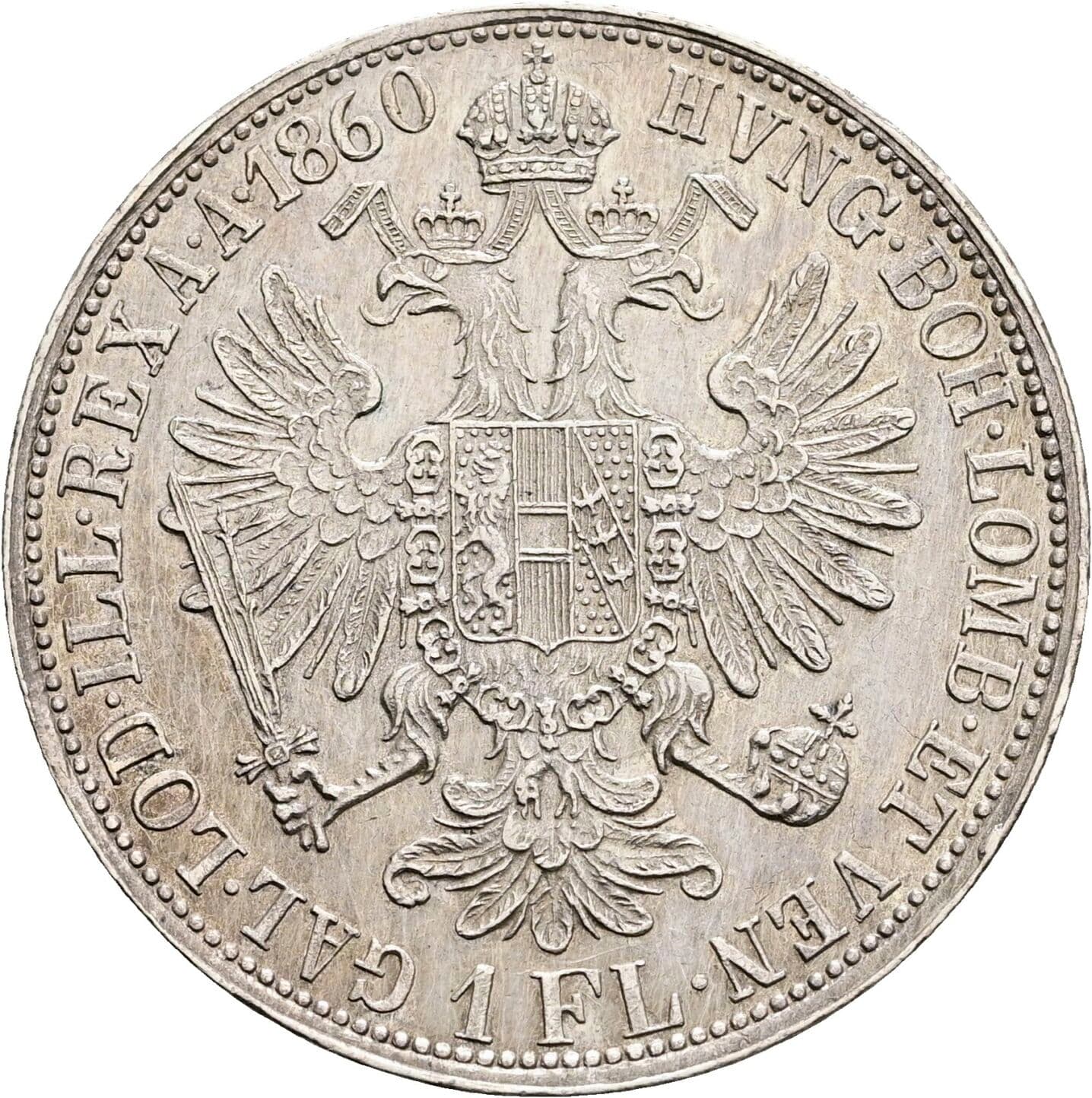 1 Gulden Franz Joseph I. 1848-1916 1860 A – Rückseite