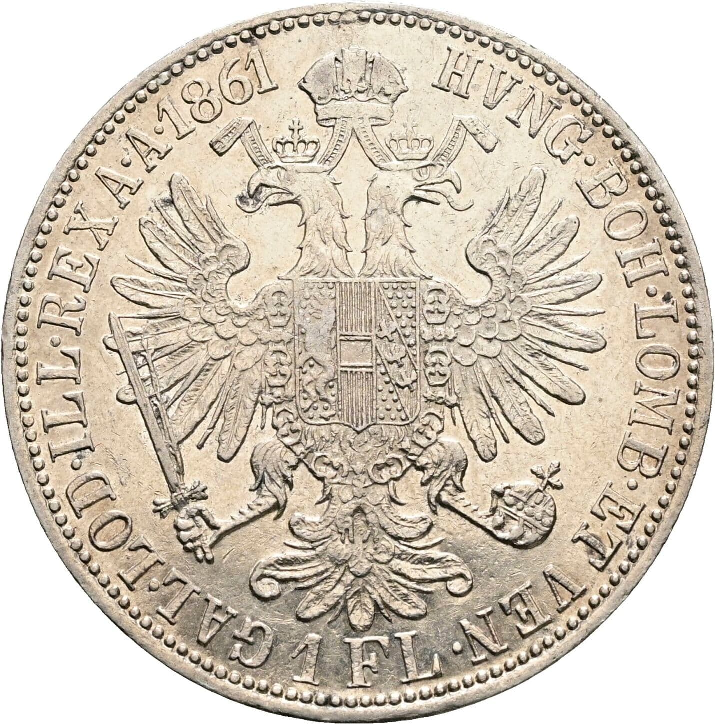 1 Gulden Franz Joseph I. 1848-1916 1861 A, Wien – Rückseite