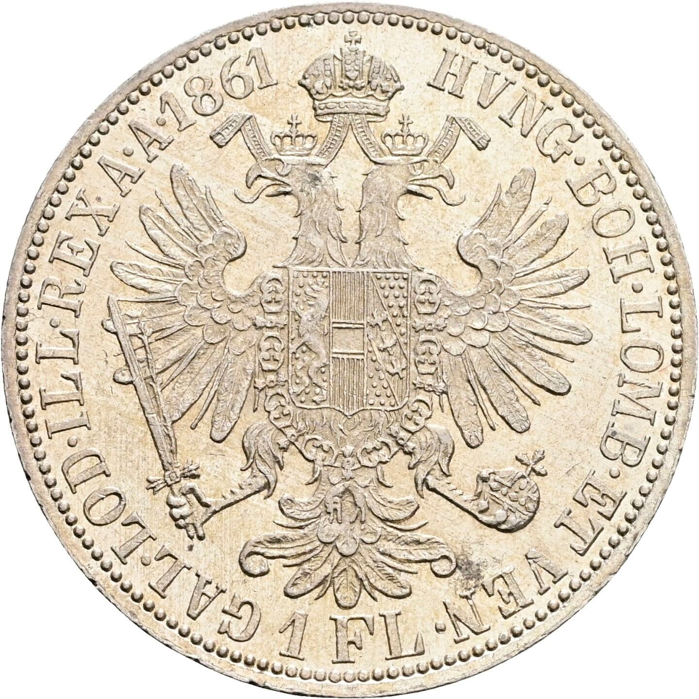1 Gulden Franz Joseph I. 1848-1916 1861 A, Wien – Rückseite