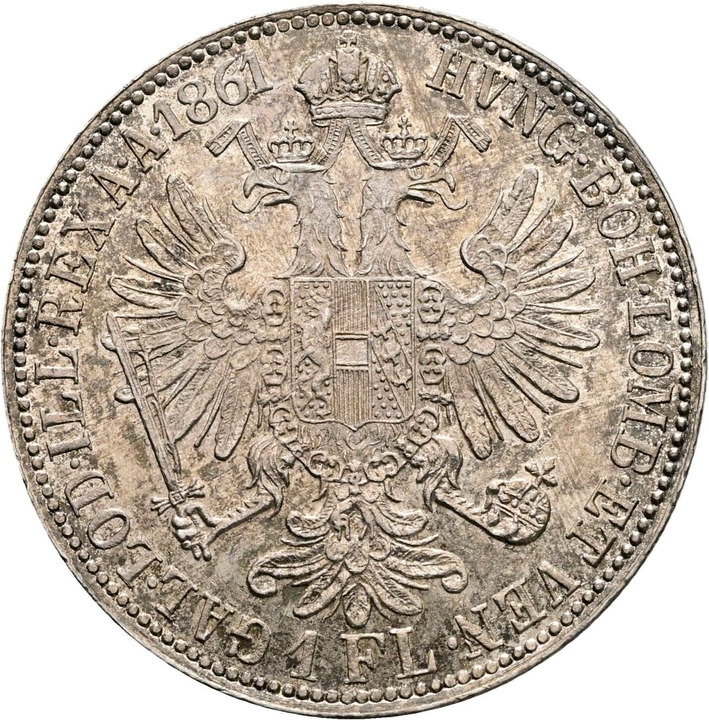 1 Gulden Franz Joseph I. 1848-1916 1861 A, Wien – Rückseite