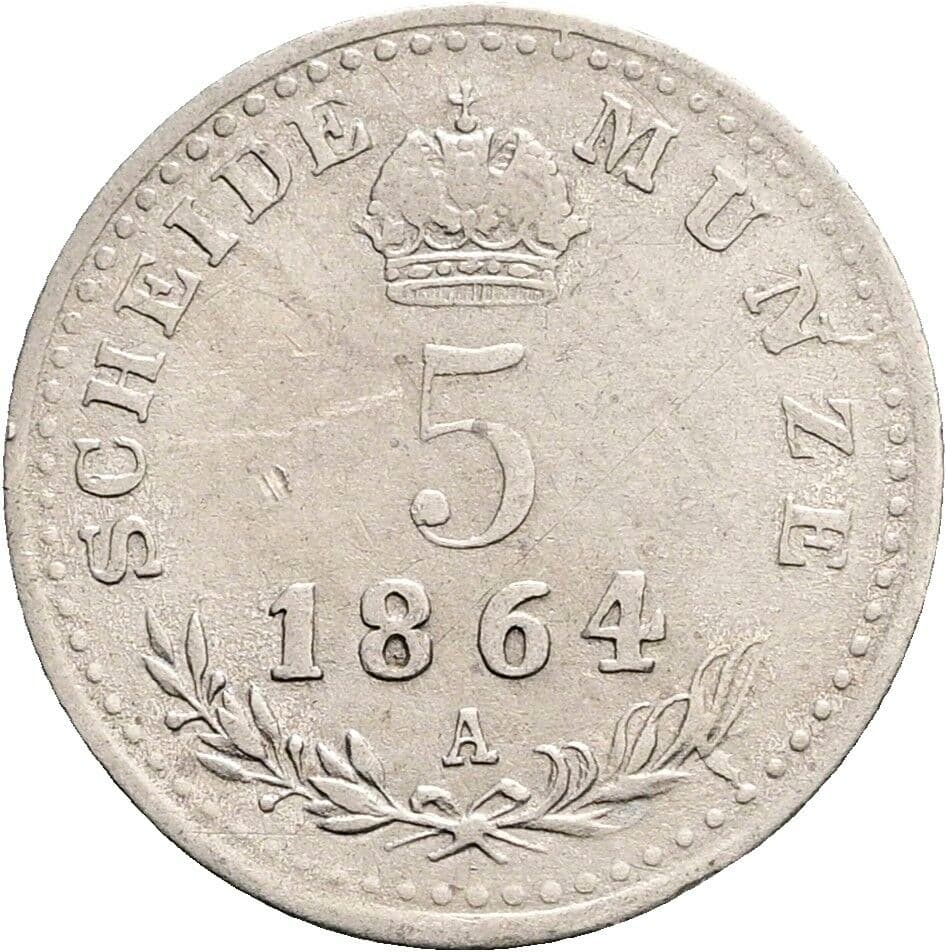 5 Kreuzer Franz Joseph I. 1848-1916 1864 A, Wien – Rückseite
