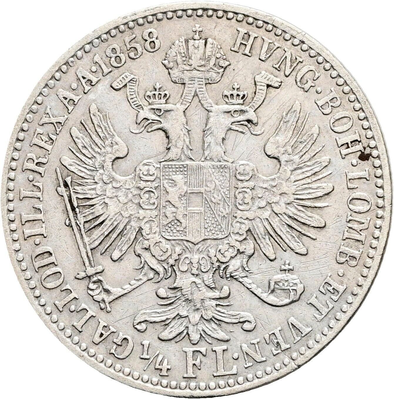 1/4 Gulden Franz Joseph I. 1848-1916 1858 A Wien – Rückseite