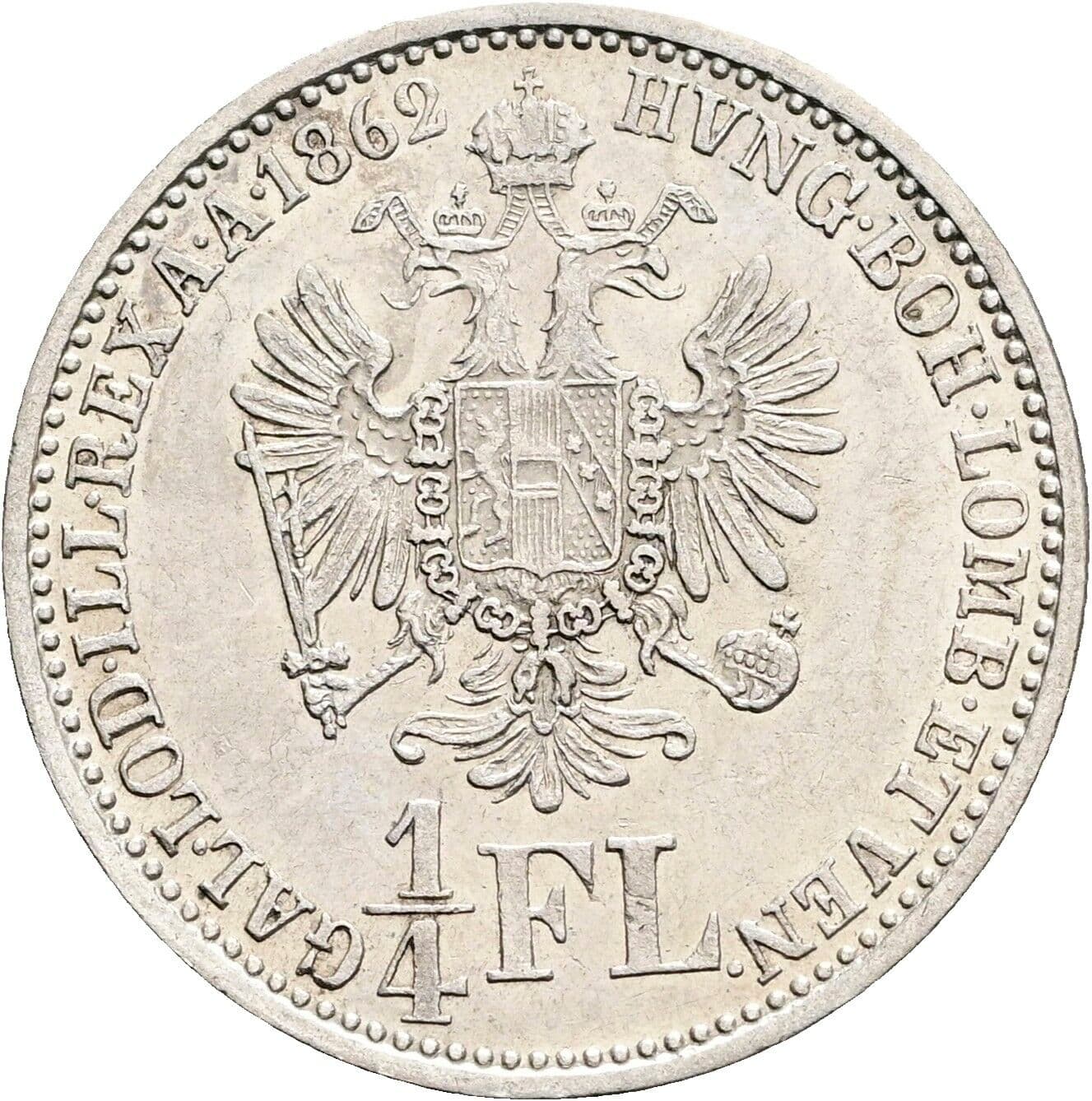 1/4 Gulden Franz Joseph I. 1848-1916 1862 A Wien – Rückseite