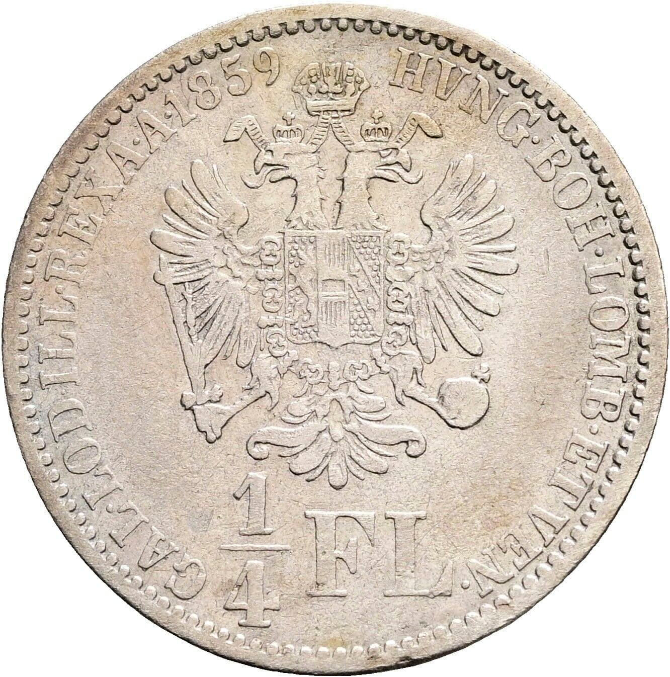 1/4 Gulden Franz Joseph I. 1848-1916 1859 A – Rückseite