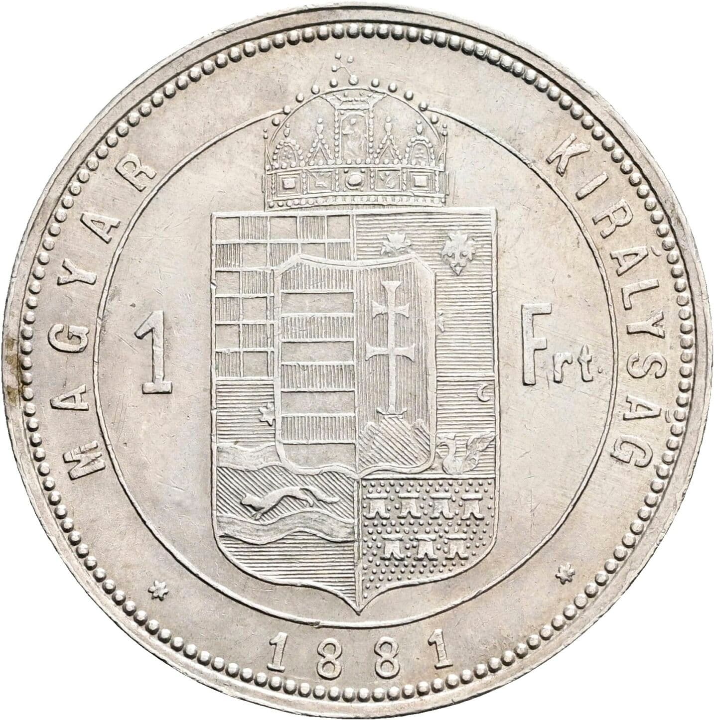 1 Forint Franz Joseph I. 1848-1916 1881 KB Kremnitz – Rückseite