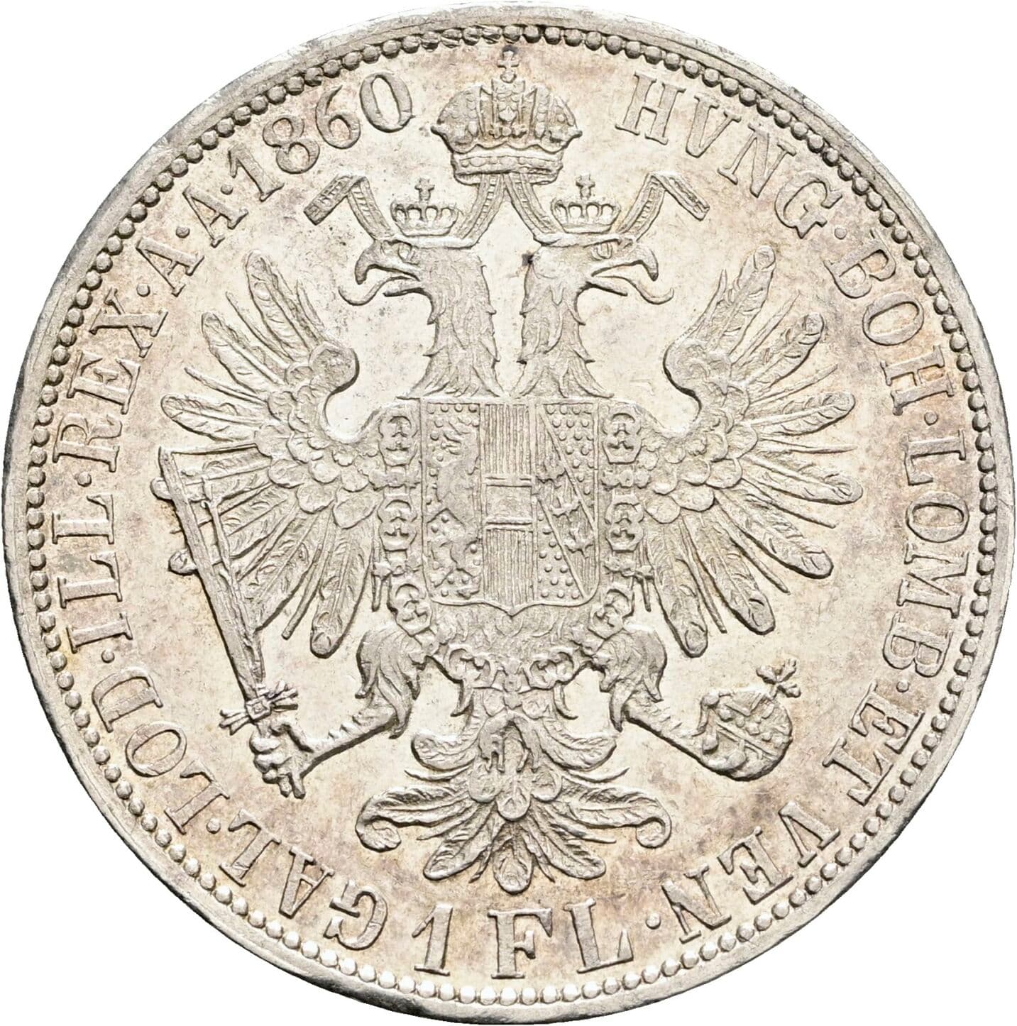 1 Gulden Franz Joseph I. 1848-1916 1860 A – Rückseite