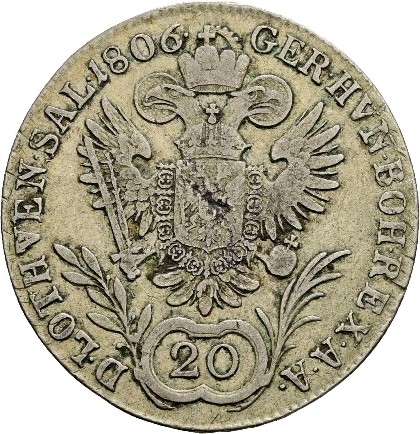 20 Kreuzer Franz II.(I.) 1792-1835 1806 A – Rückseite