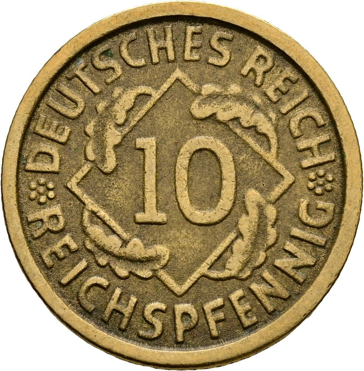 10 Reichspfennig 1934 D – Vorderseite