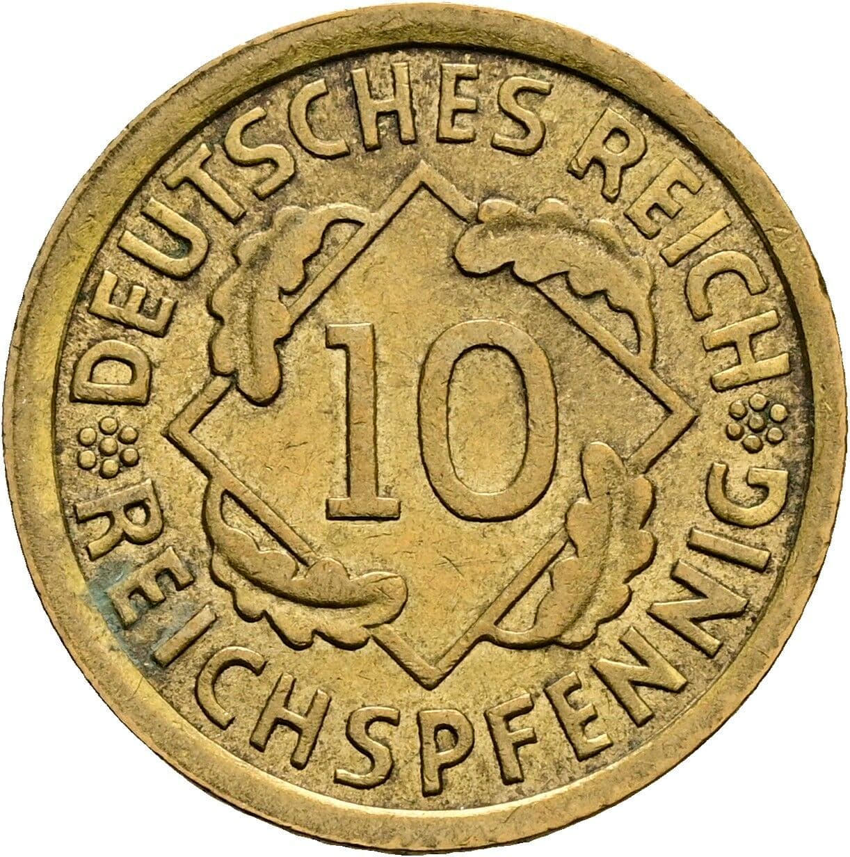 10 Reichspfennig 1936 E – Vorderseite