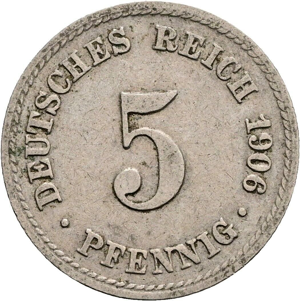 5 Pfennig 1906 A – Vorderseite