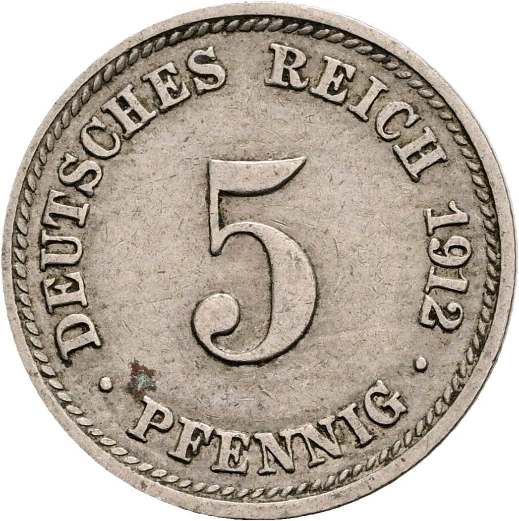 5 Pfennig 1912 D – Vorderseite