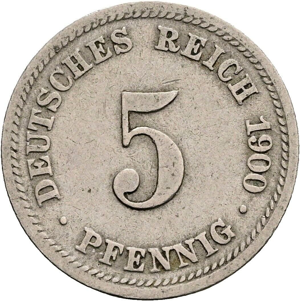5 Pfennig 1900 D – Vorderseite