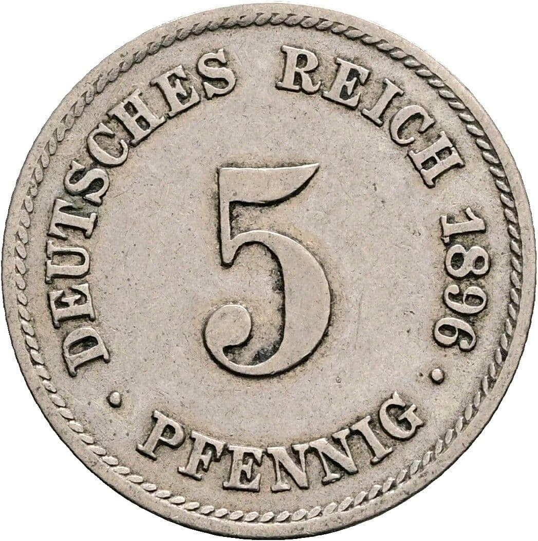 5 Pfennig 1896 F – Vorderseite