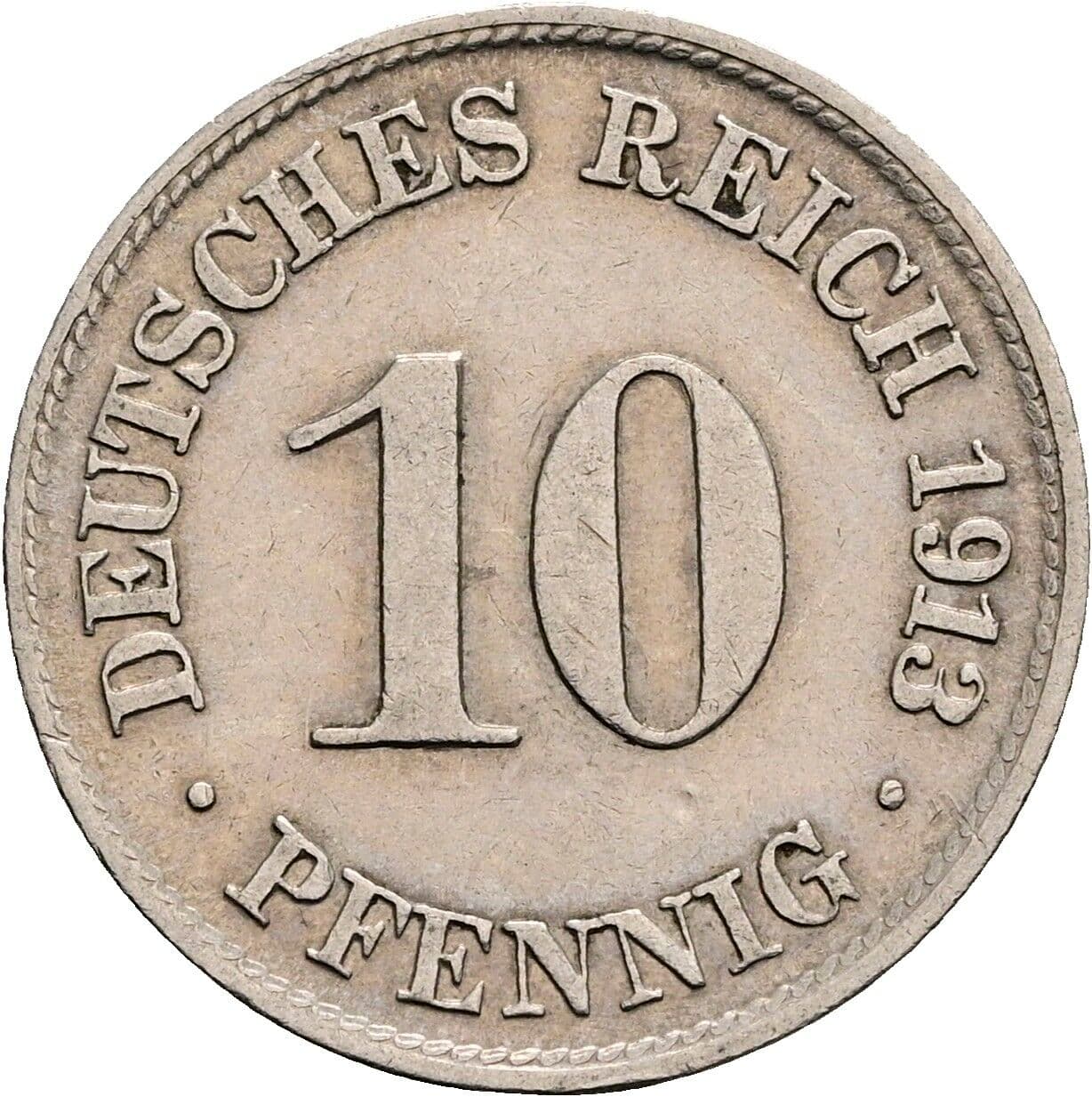 10 Pfennig 1913 D – Vorderseite