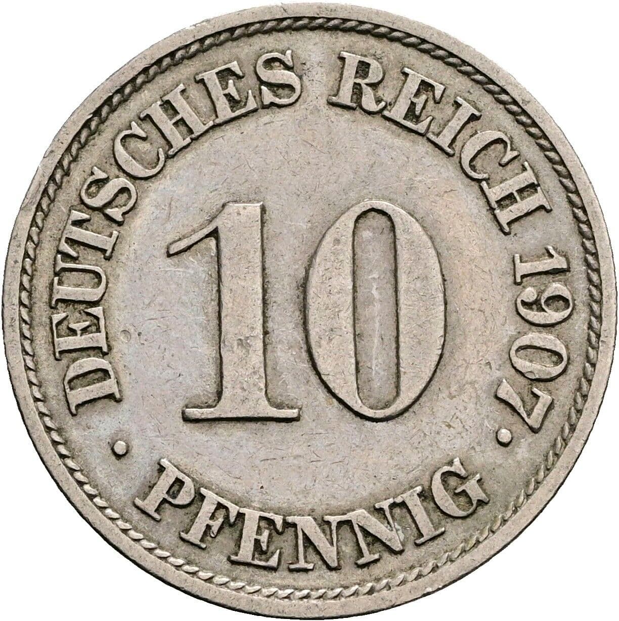 10 Pfennig 1907 J – Vorderseite