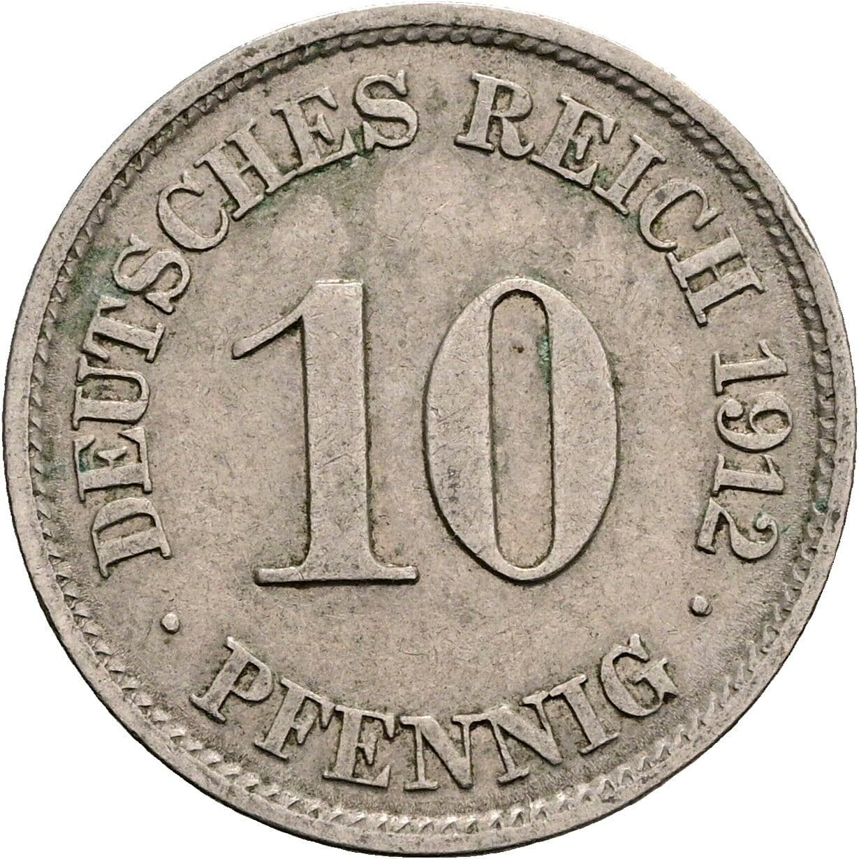 10 Pfennig 1912 J – Vorderseite