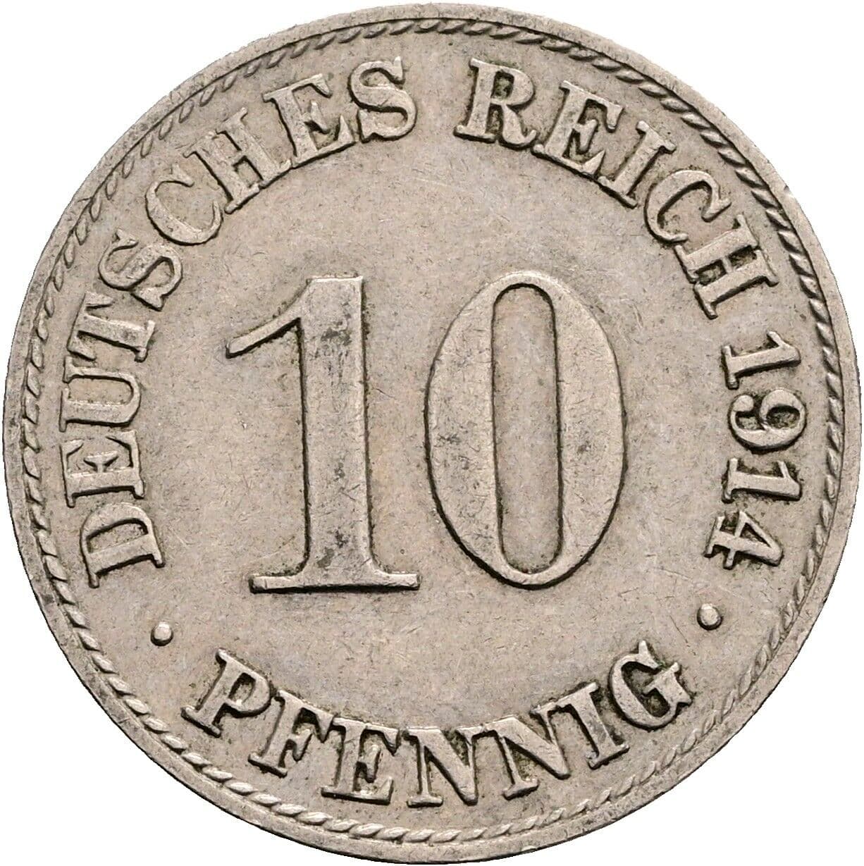10 Pfennig 1914 A – Vorderseite