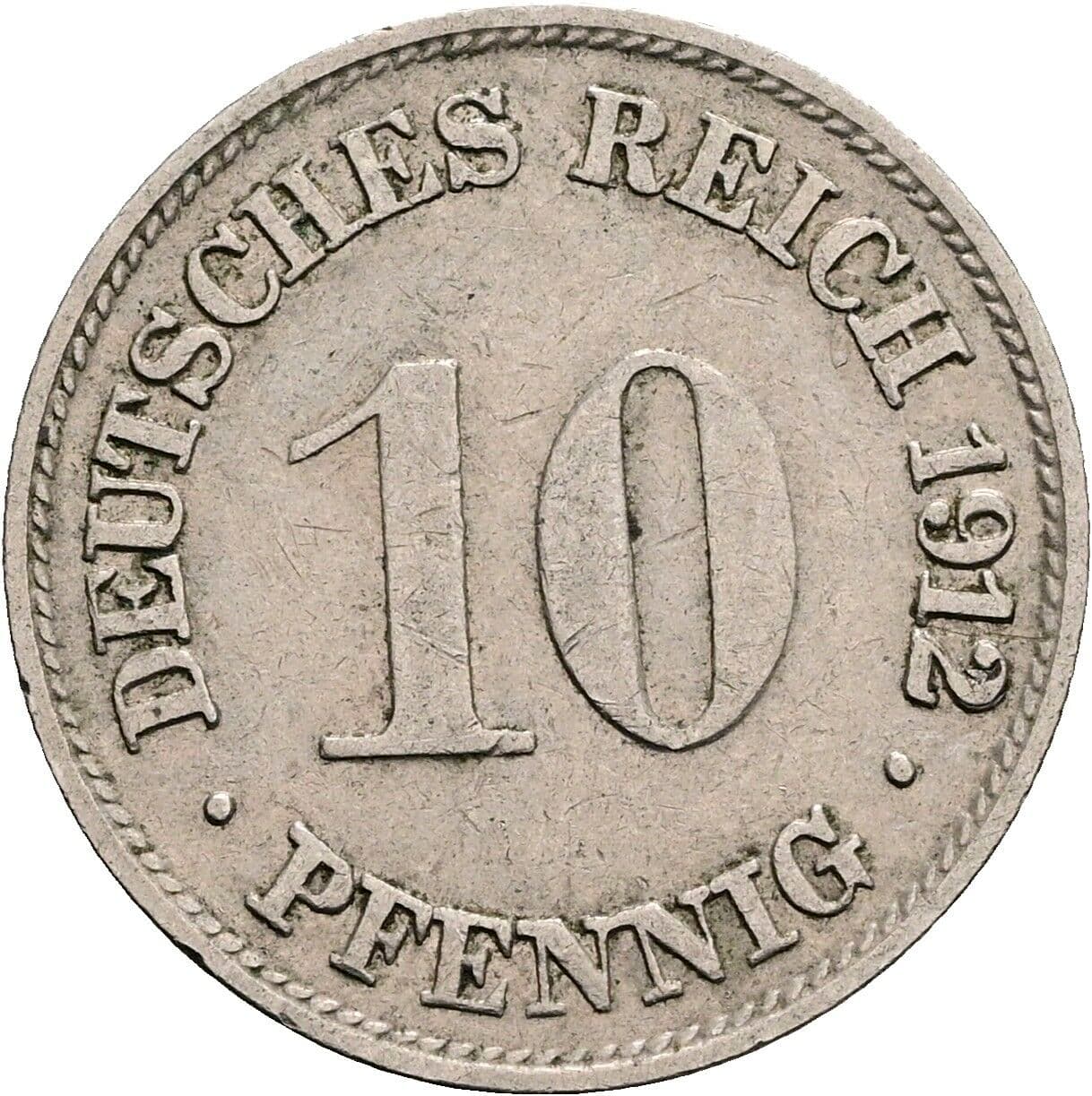 10 Pfennig 1912 G – Vorderseite