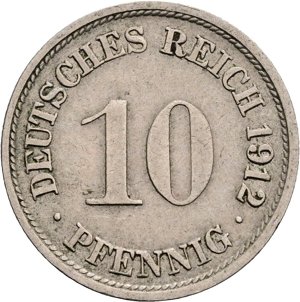 10 Pfennig 1912 F – Vorderseite