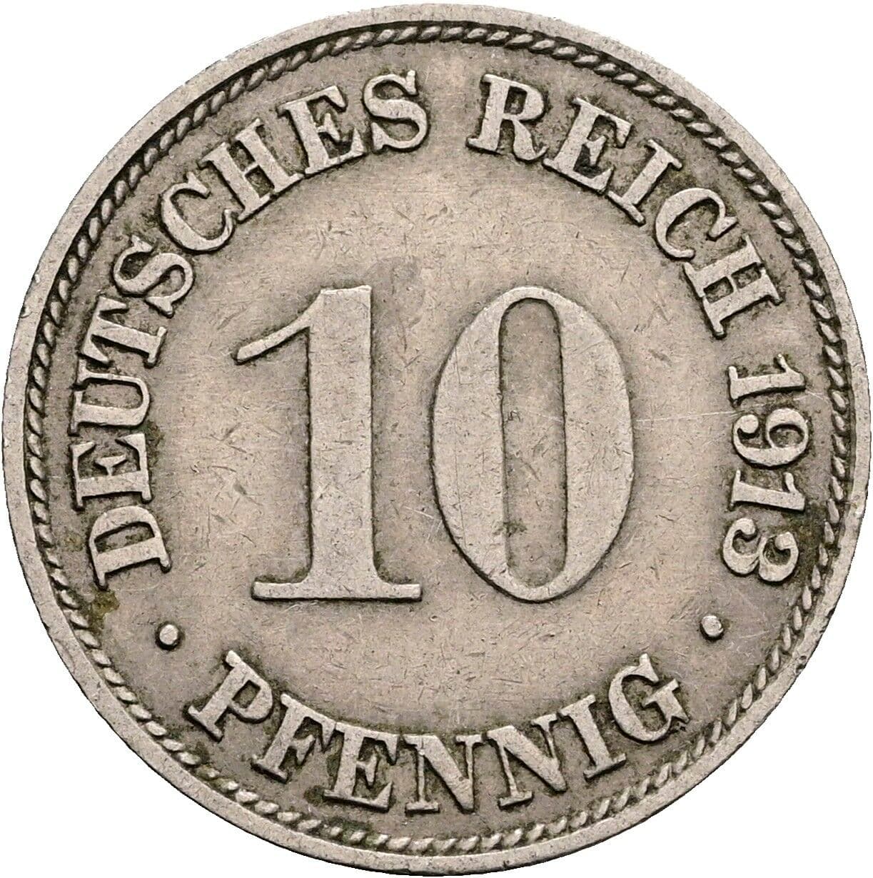 10 Pfennig 1913 G – Vorderseite