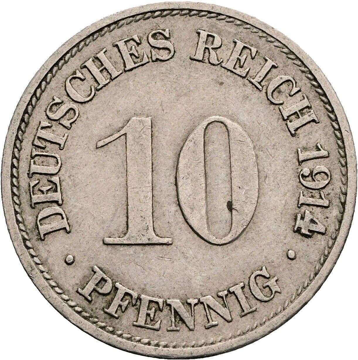 10 Pfennig 1914 G – Vorderseite