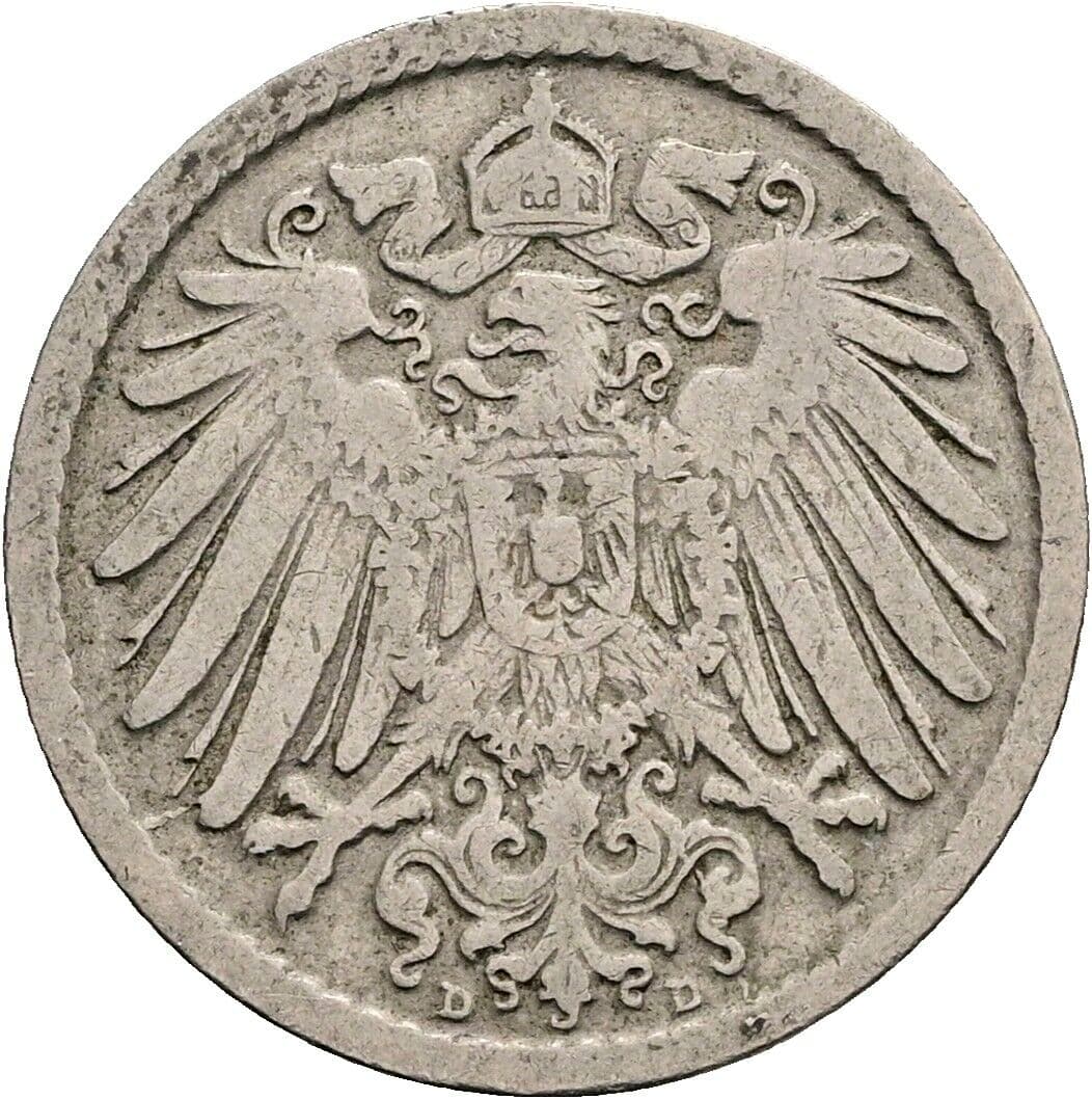 5 Pfennig 1900 D – Rückseite