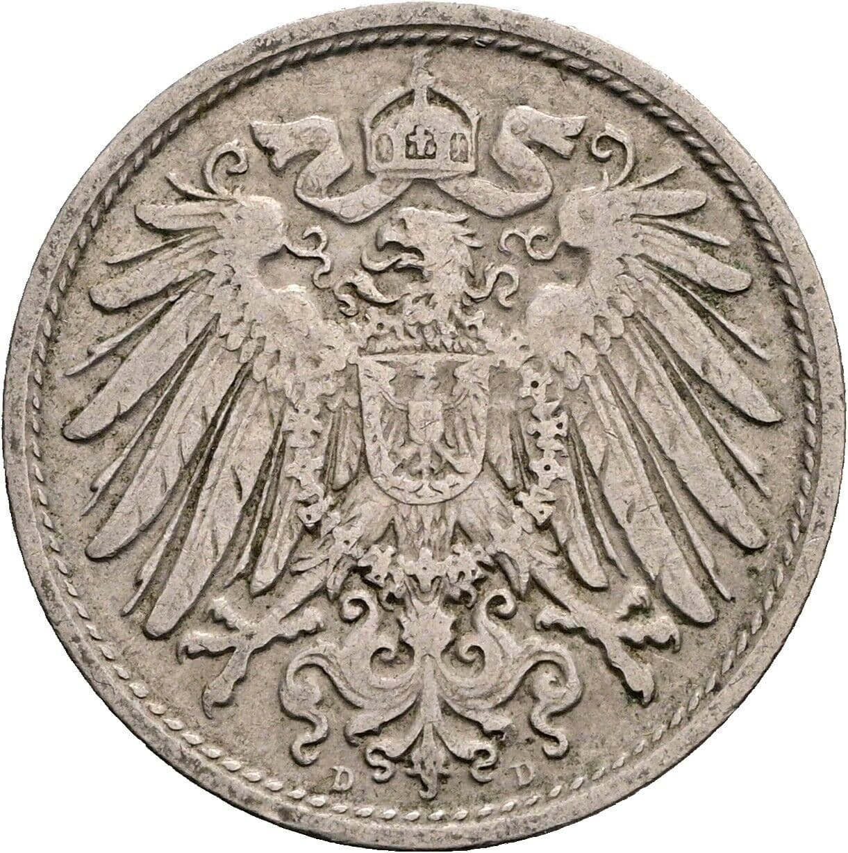 10 Pfennig 1908 D – Rückseite