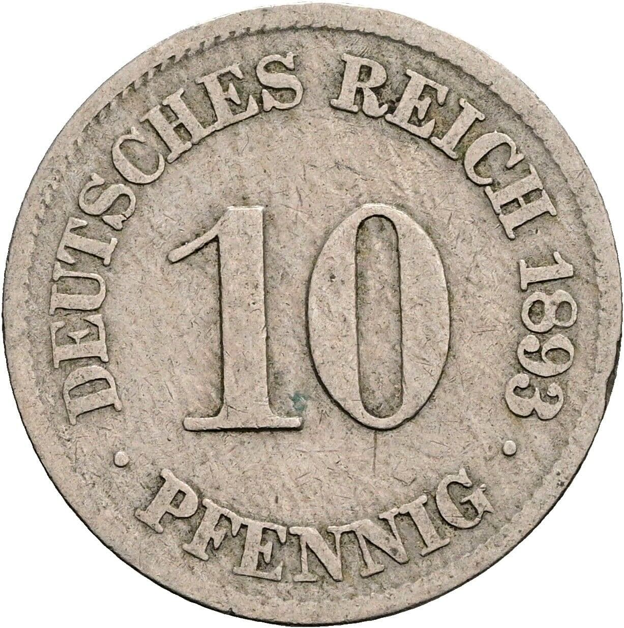 10 Pfennig 1893 J – Vorderseite