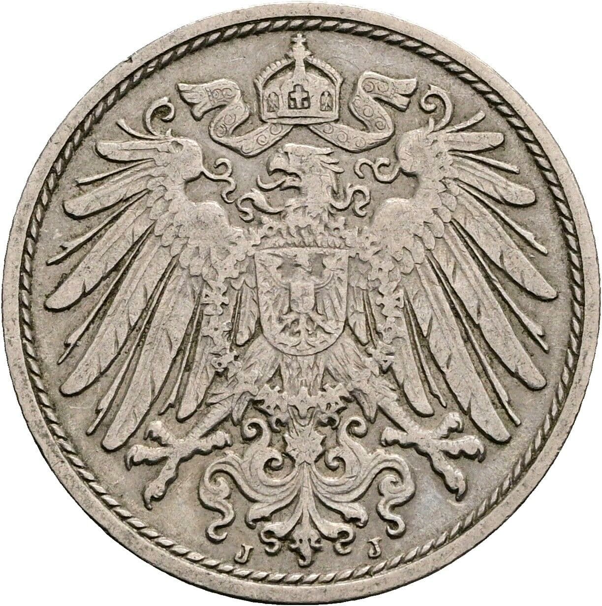 10 Pfennig 1907 J – Rückseite
