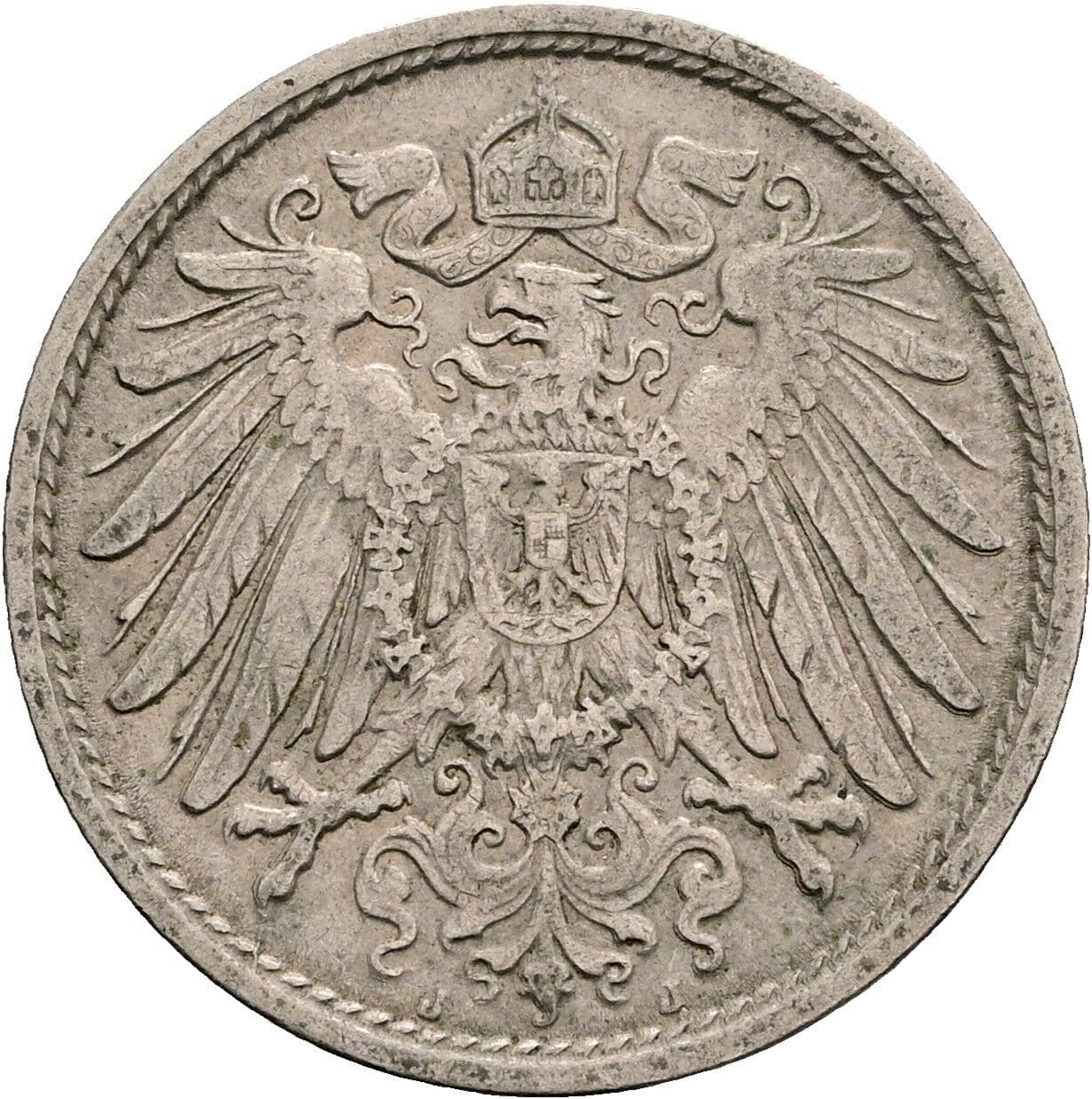 10 Pfennig 1912 J – Rückseite