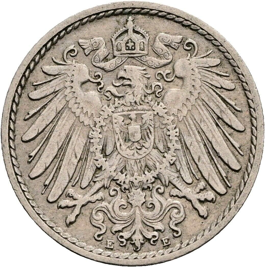 5 Pfennig 1908 E – Rückseite