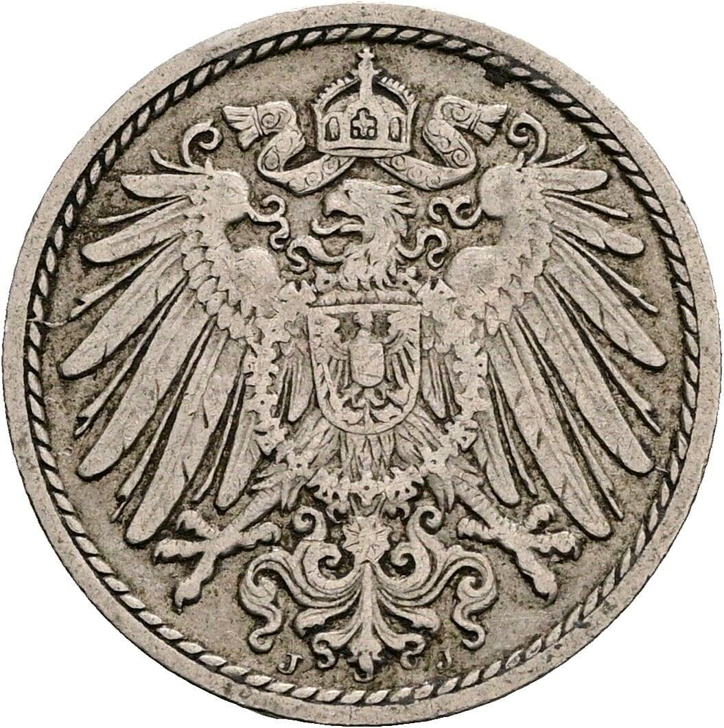 5 Pfennig 1907 J – Rückseite
