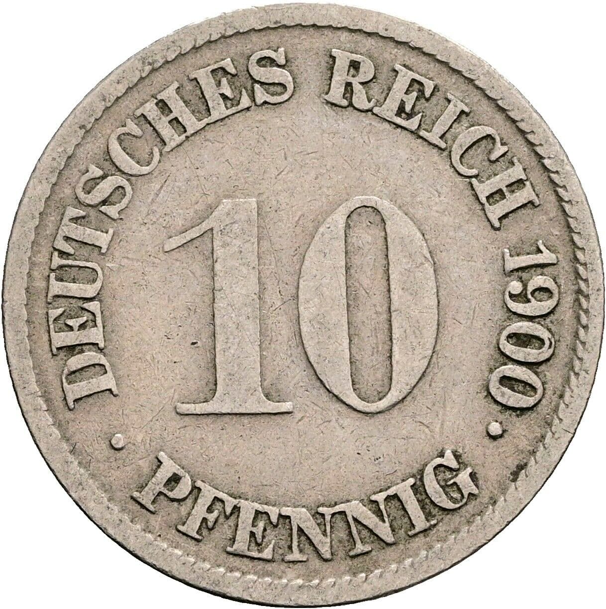 10 Pfennig 1900 G – Vorderseite