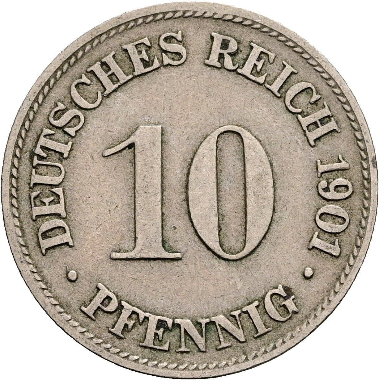 10 Pfennig 1901 D – Vorderseite