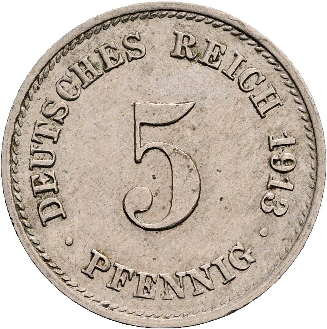 5 Pfennig 1913 G – Vorderseite