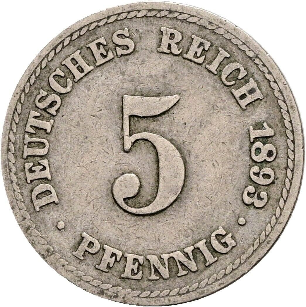 5 Pfennig 1893 A – Vorderseite